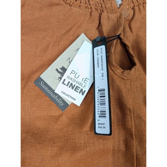 NWT Harve Bernard Blouse Top Women's Large Pure Linen Sleeveless brown tone - Picture 5 of 10